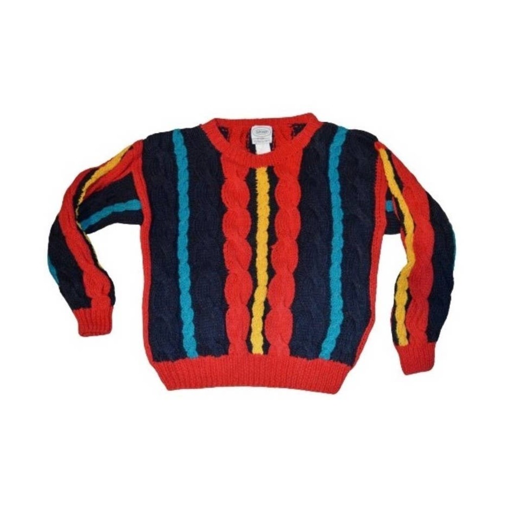 Vintage 80s Izod Knitted By Hand Chunky Sweater